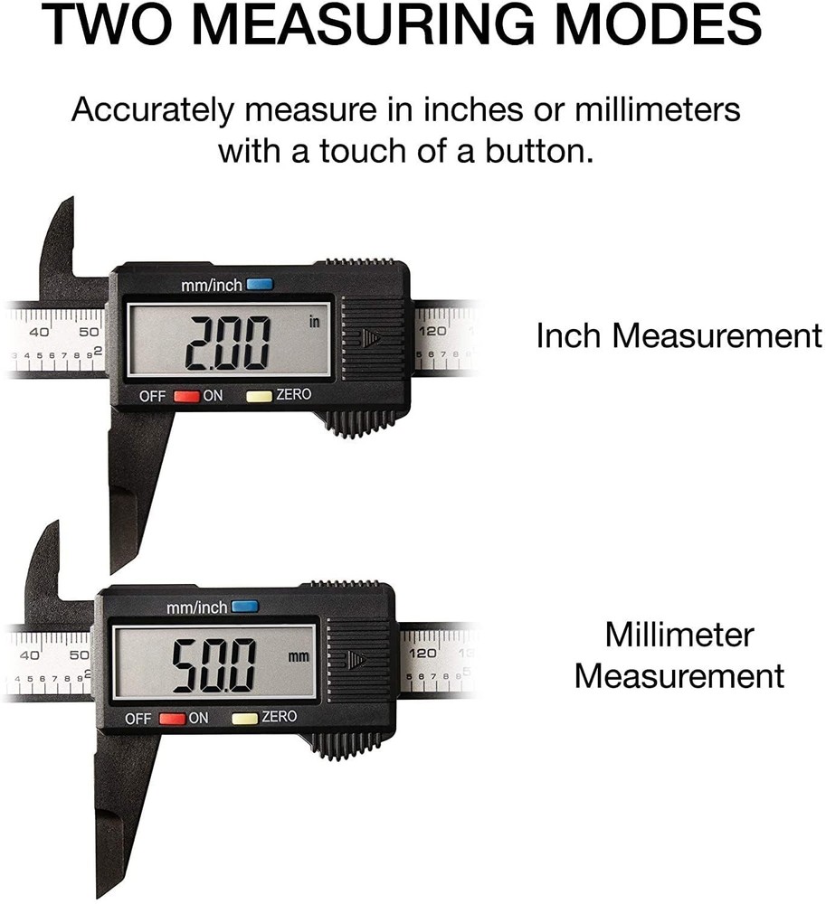 Precision 6” Digital Caliper with Zero Setting & Extra Battery Included