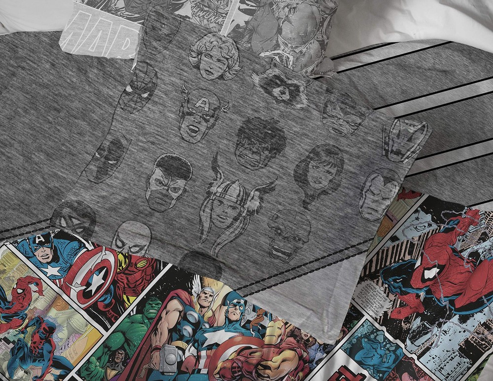 Marvel Comics 80th Anniversary Twin Comforter & Sham Set - Super Soft Reversi...