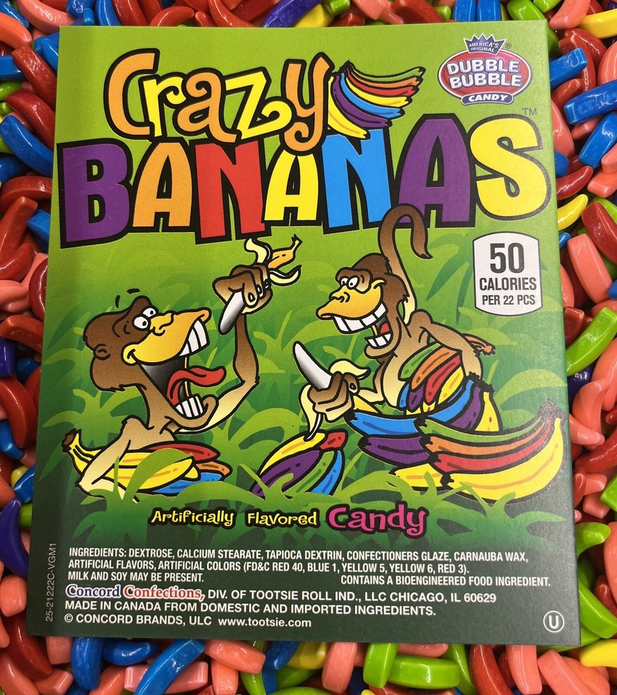 Crazy Bananas Flavored Candy Candies 1 Pound