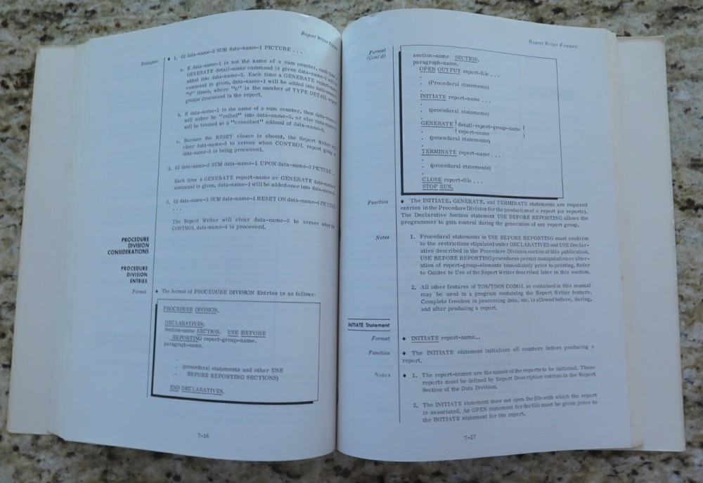 Vintage SPECTRA 70 RCA All Systems COBOL Reference Manual Dated 1969