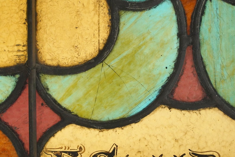1900s Rectangular Leaded Stained Glass Church Window - R290696