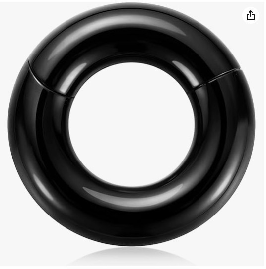 00g 3/4 Easy Snap Fit Shiny Black Seamless Segment Light Weight Ear Sleeper Ring