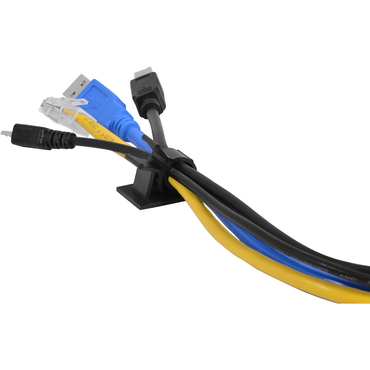 25x Cable Clips Adhesive Cord Management Organizer Wire Holders 0.6" Clamp Black