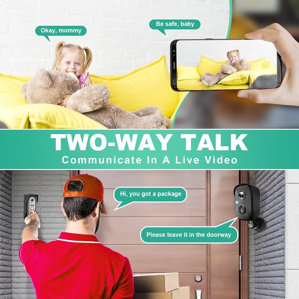 Wall Mountable Security Camera with Rechargeable Battery and Screw Installation