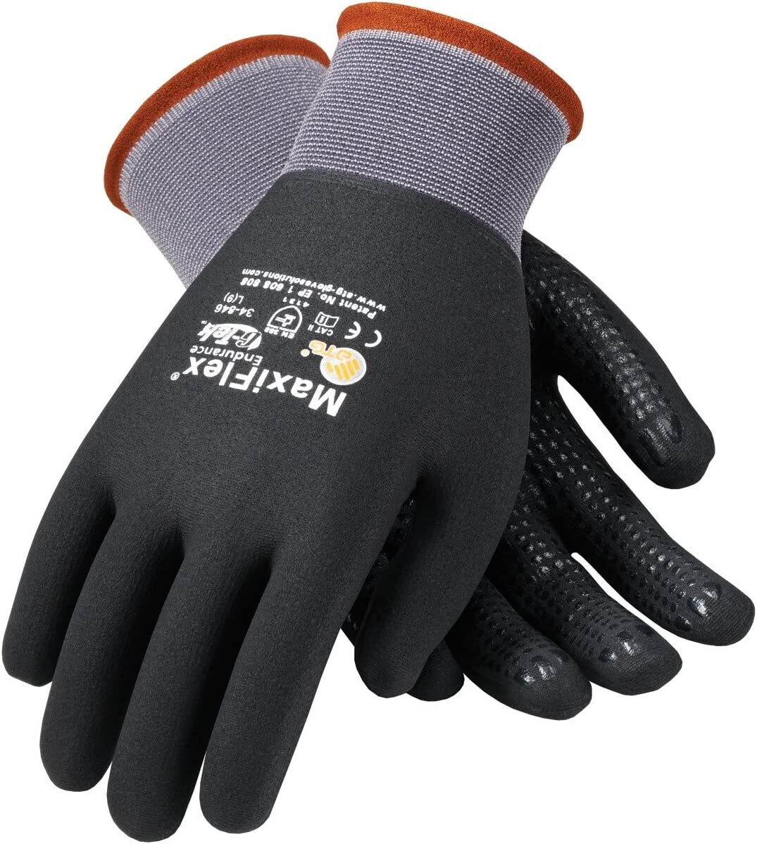 PIP 34-846 MaxiFlex ATG Micro Foam Nitrile Grip Coated WORK GLOVES Dotted Palms