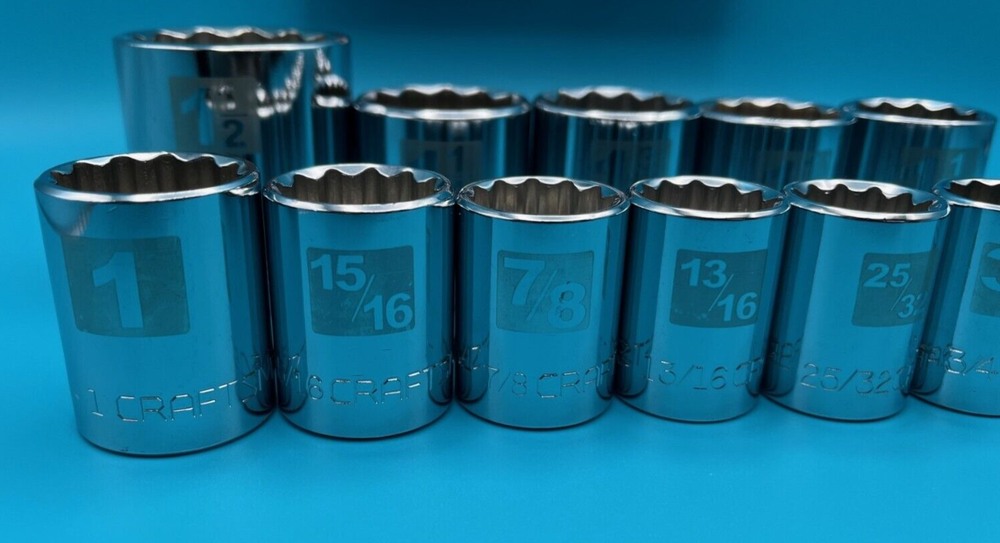 Craftsman Laser Etched/Easy Read 19 pc 1/2" Drive 12 Point STD SAE Socket Set