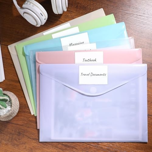 Pack Plastic Envelopes, Folders for Document for A4 Letter Size, Poly File 24