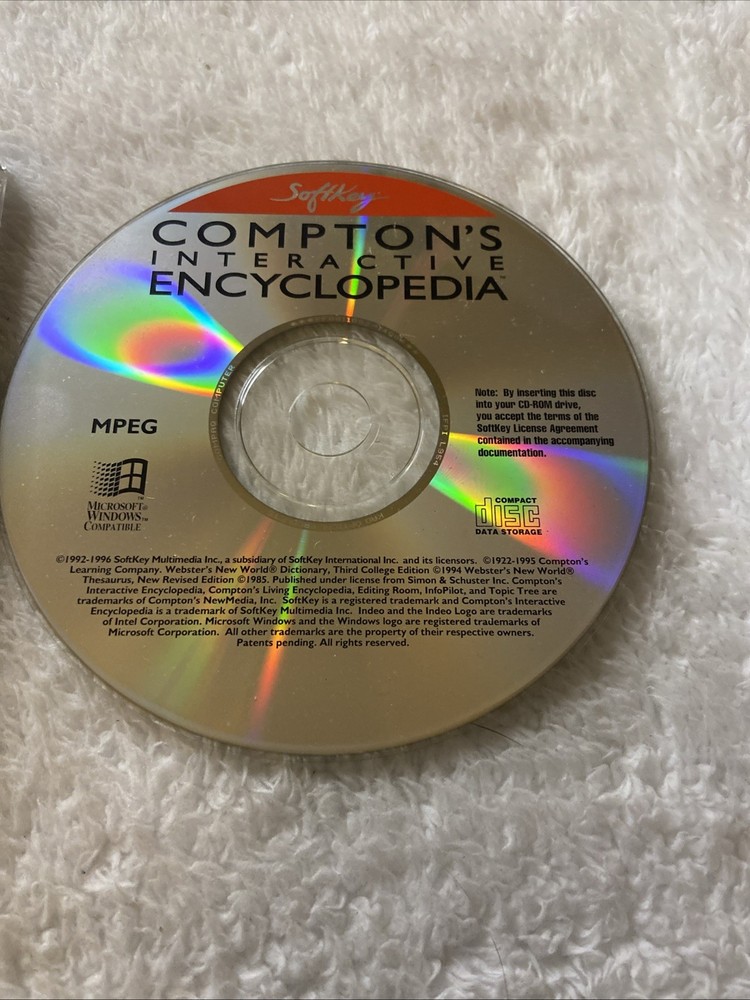 Compton's Interactive Encyclopedia PC CD ROM SoftKey Multimedia WIN VTG 1992