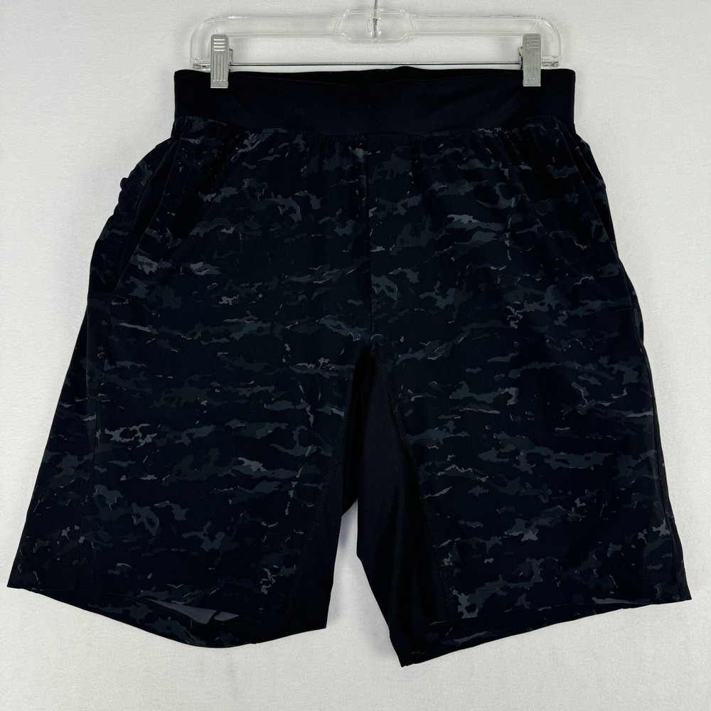 Lululemon T.H.E. Shorts Mens Small Elements Cyberspace Black Athletic Lined EUC