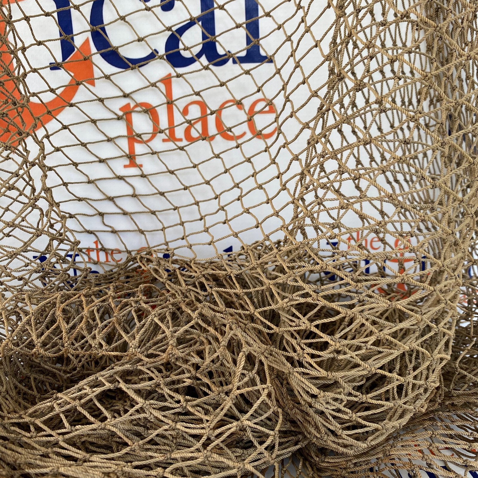 Real Used Fish Net - 10' x 10' - Traditional Fishing Net - Old Reclaimed Netting