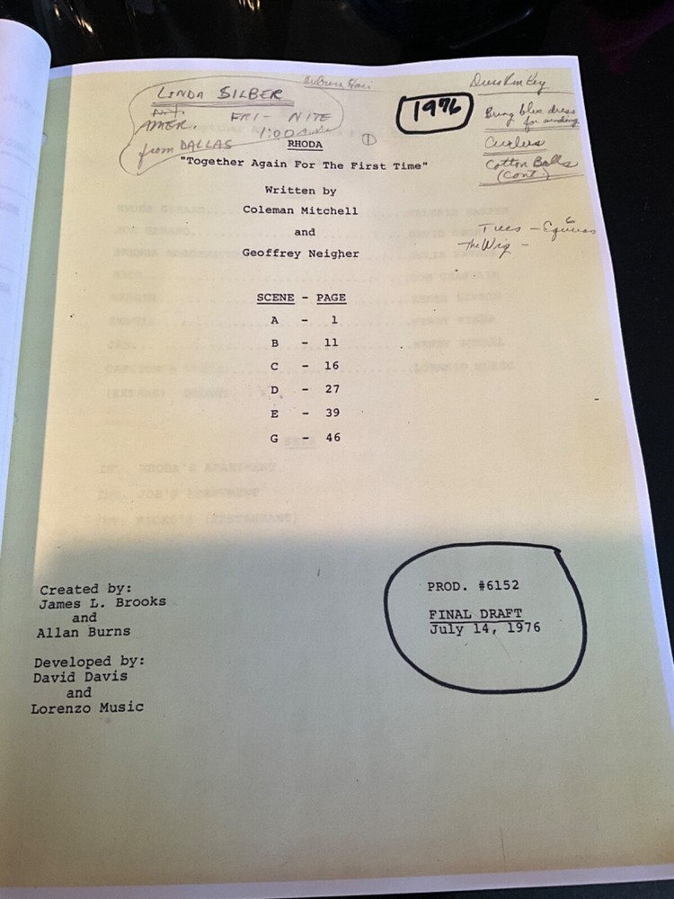 Original RHODA script + extra bonus script! VALERIE HARPER 1976
