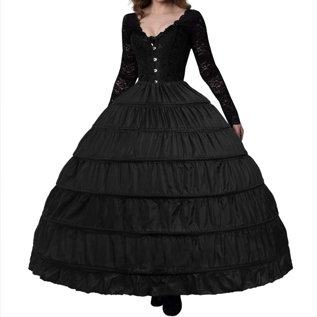 Full 6 Hoop Skirt Floor Length Crinoline Underskirt Wedding Dress Petticoat