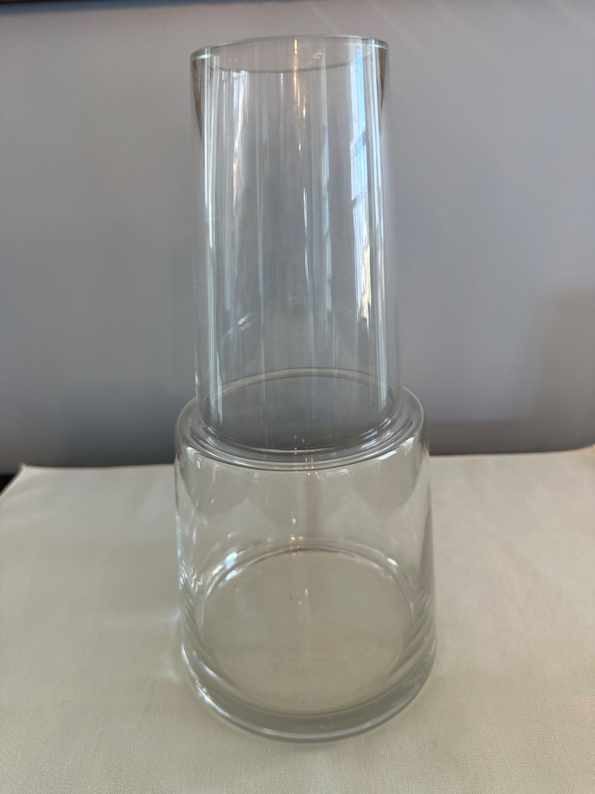Tapered Clear Glass Vase with Natural Wood Accent