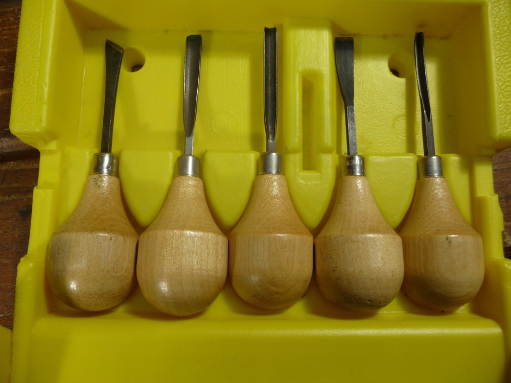 Union Tool Co General Palm Hand Wood Carving Tools SET OF 5 Gouges Chisel V USA