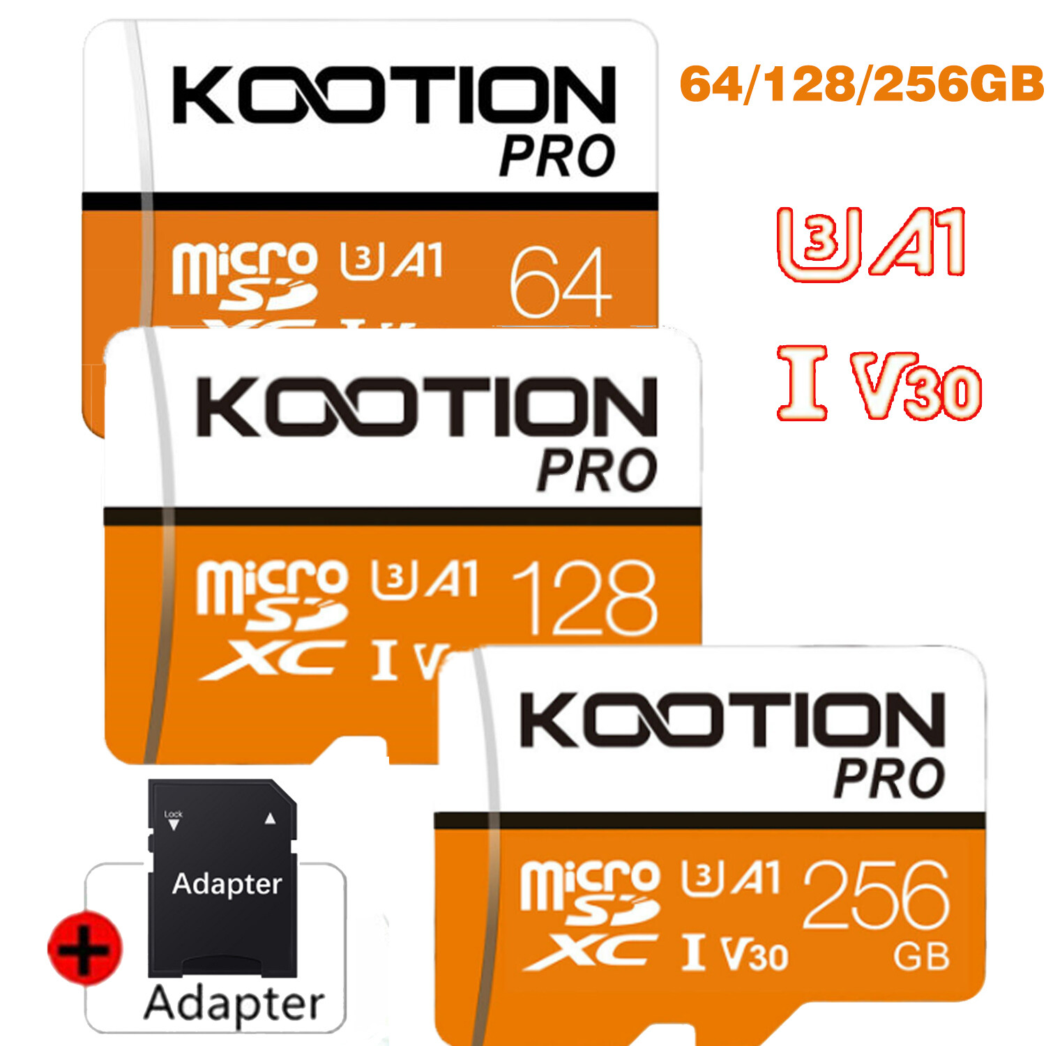 1-3PACK 64GB 128GB 256GB Micro SD Card Class 10 V30 Memory Card U3 TF Card LOT
