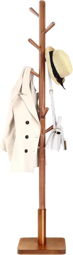 Solid Wood Coat Rack Free Standing Hall Coat Tree W/ 8 Hooks 3 Height Options US