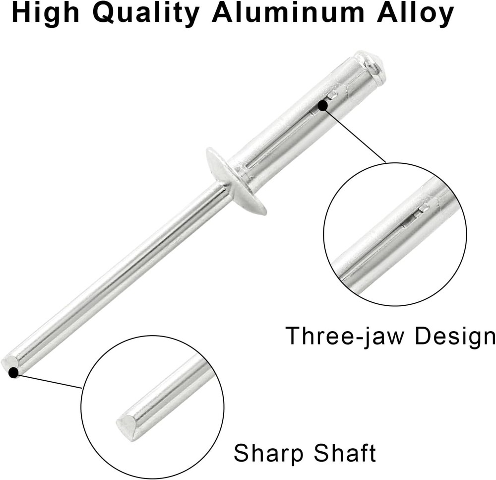 60 Pcs 3/16" x 3/4" Tri-Fold Exploding Pop Rivets, 3/16 x 3/4, Silver