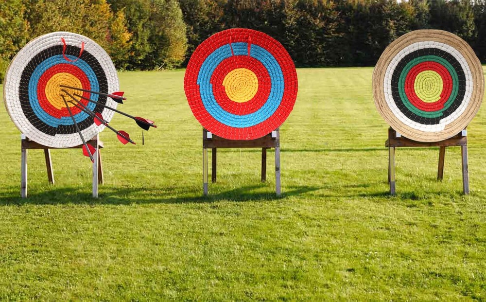 DOSTYLE Traditional Hand-Made Solid Straw Archery Target - Round Coloured Rop...