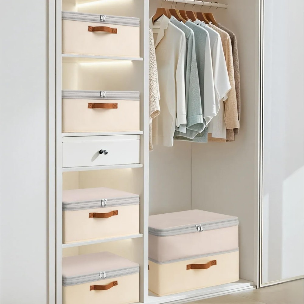 Large Closet Storage Bins - Compression Organizer Bins, Stackable Closet Orga...