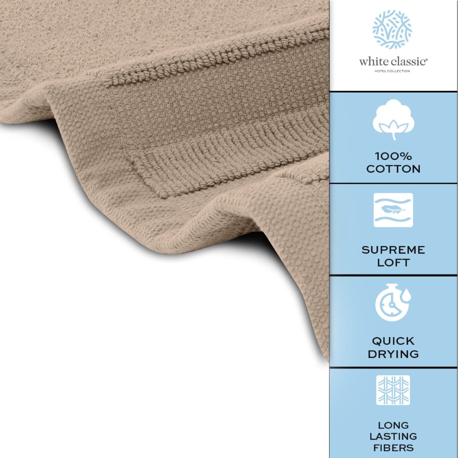 Luxury Bath Mat Floor Towel Set - 100% Cotton 22x34, 2 pack, Taupe