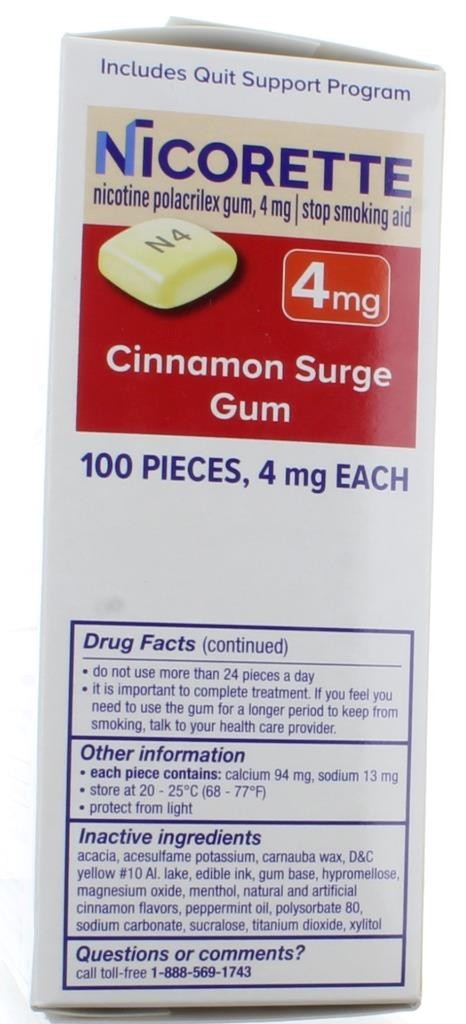 Nicorette Nicotine Gum 4MG Cinnamon Surge 100 Pcs Free Shipping Exp 03/2028+