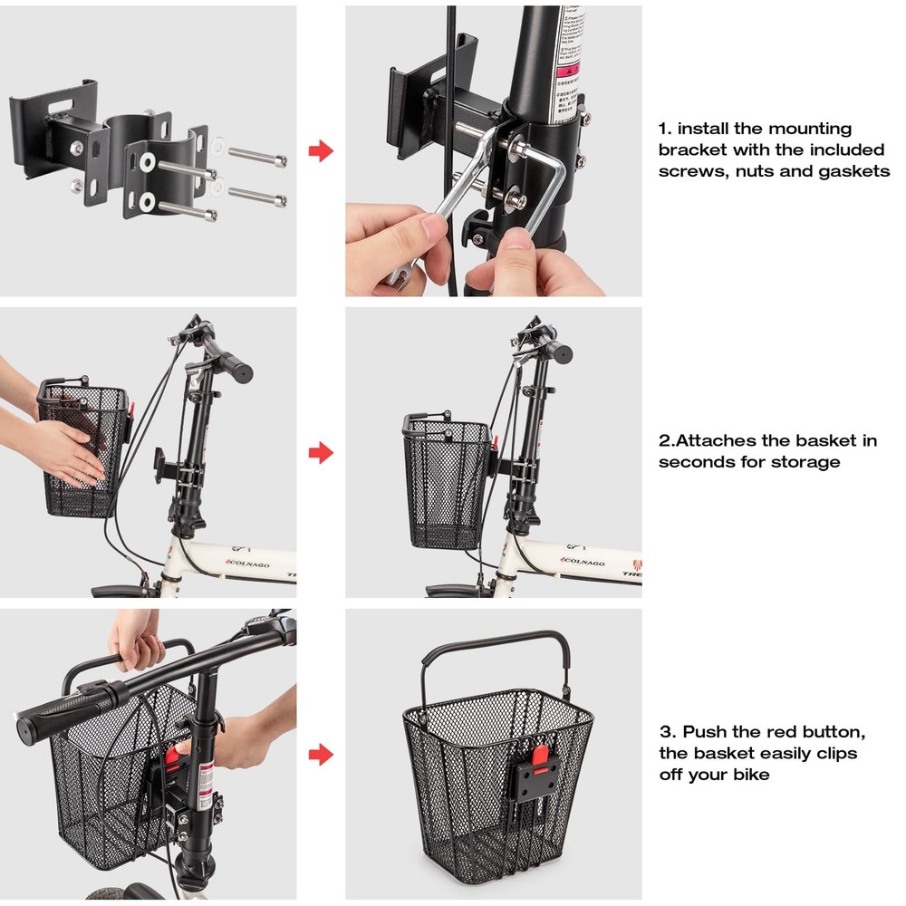 Scooter Basket with Handle- Quick Release Front Bike Basket for -Scooters - B...