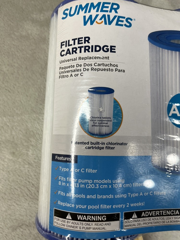 Summer Waves A or C Filter Cartridge Universal 2 pack Pool Filter