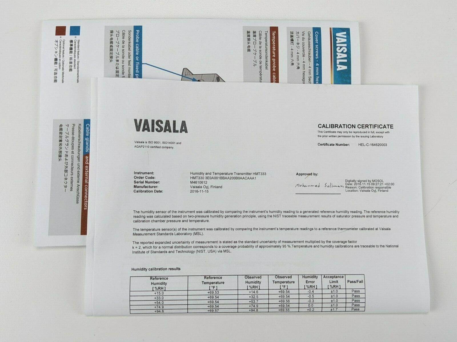 VAISALA HUMIDITY AND TEMPERATURE TRANSMITTER HMT333 HMT330 **NEW