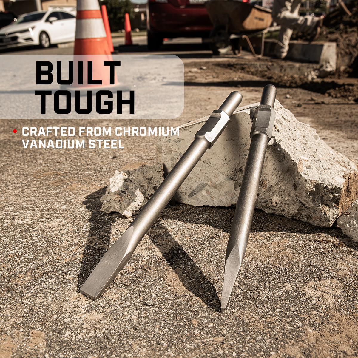 XtremepowerUS 2PCS Replacement Jack Hammer Point Chisel Demolition Bit 1-1/8"