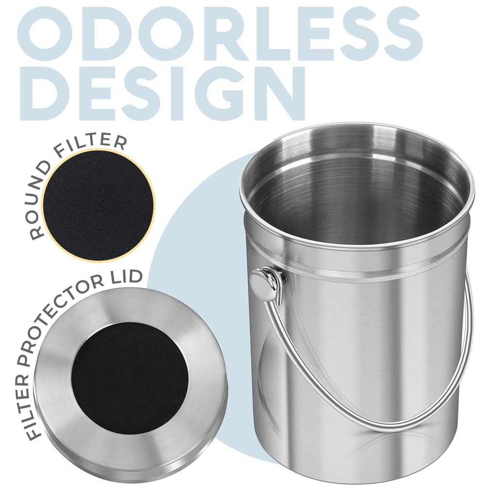 Countertop Compost Bin Kitchen | 1.3 Gallon | Odorless Composting Bin with Ca...