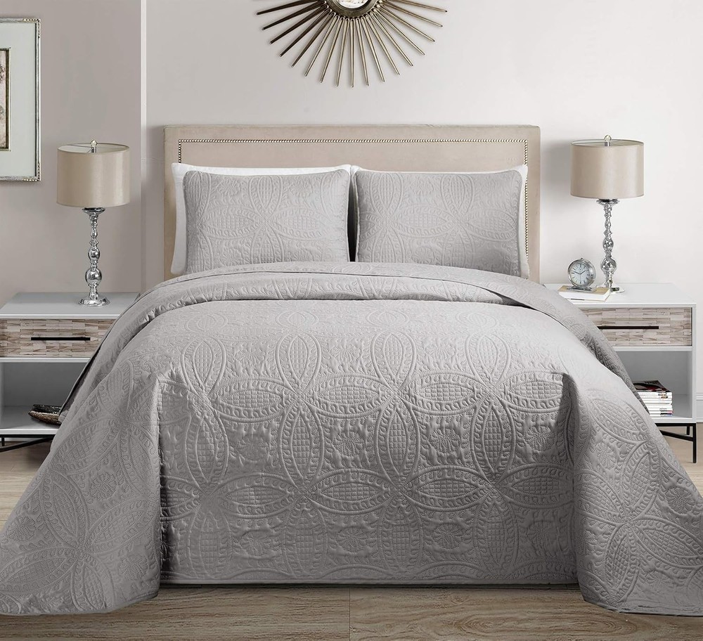 Fancy Collection Embossed Coverlet Bedspread Over Size Set