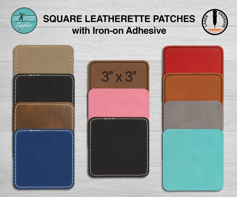 Leatherette Patch, LG Square 3 in x 3 in