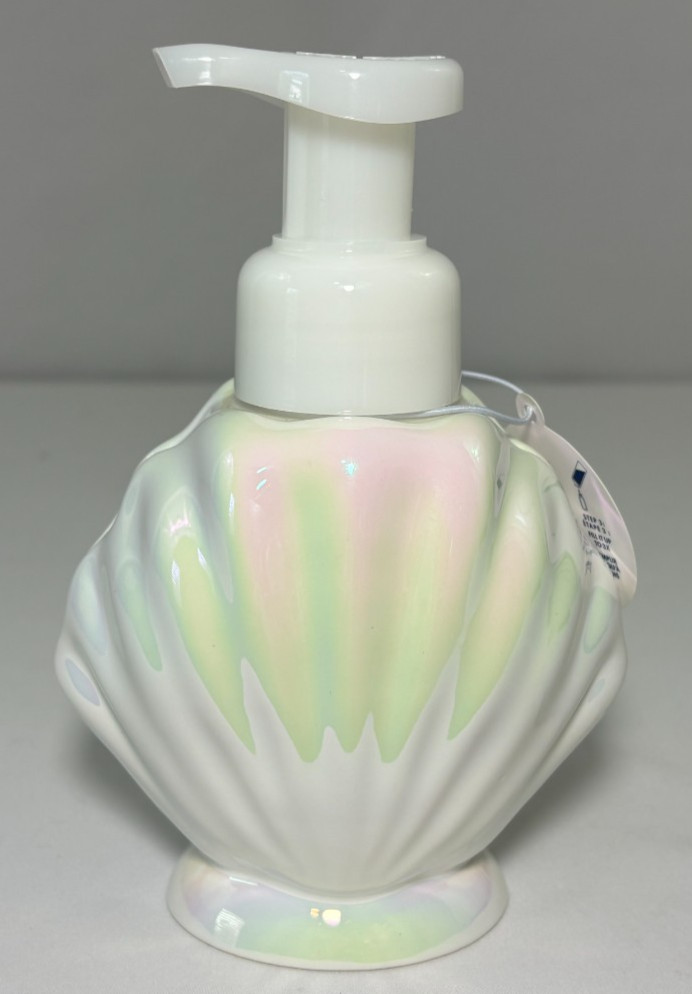 Bath & Body Works Ceramic CLAM SHELL Gentle Foaming Soap Dispenser Holder
