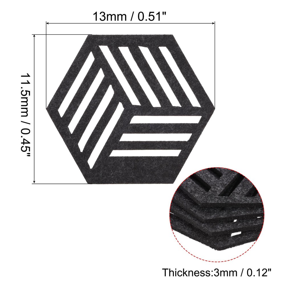 Felt coasters, 4pcs hexagonalagon mat pads, dark gray