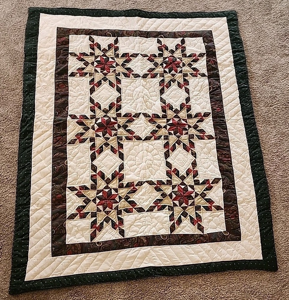 Upcycle Wall Quilt Throw Star Pattern Hand Made 48 X 58