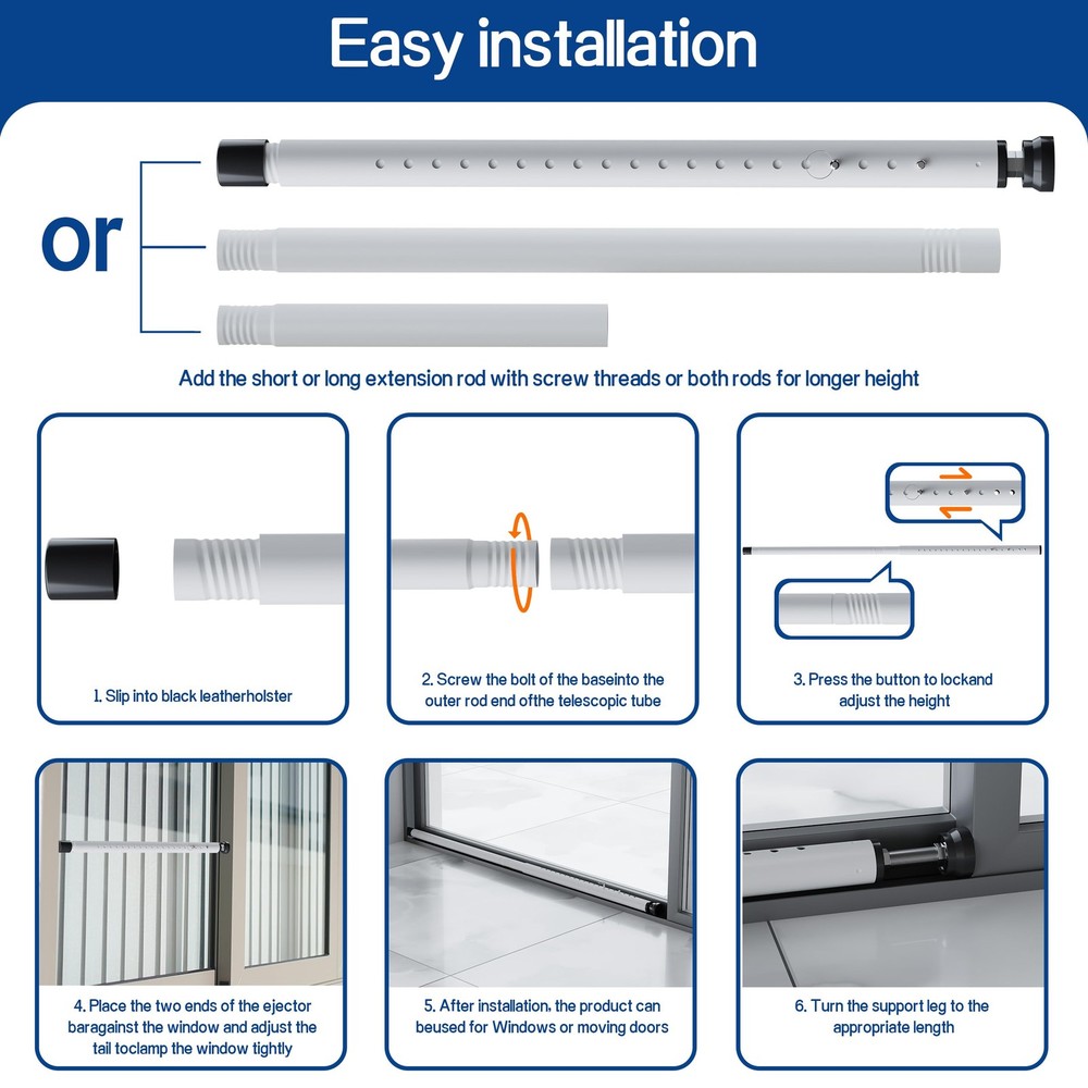 Sliding Door Security Bar,Window Security Bars Inside,17-50 inch Adjustable P...