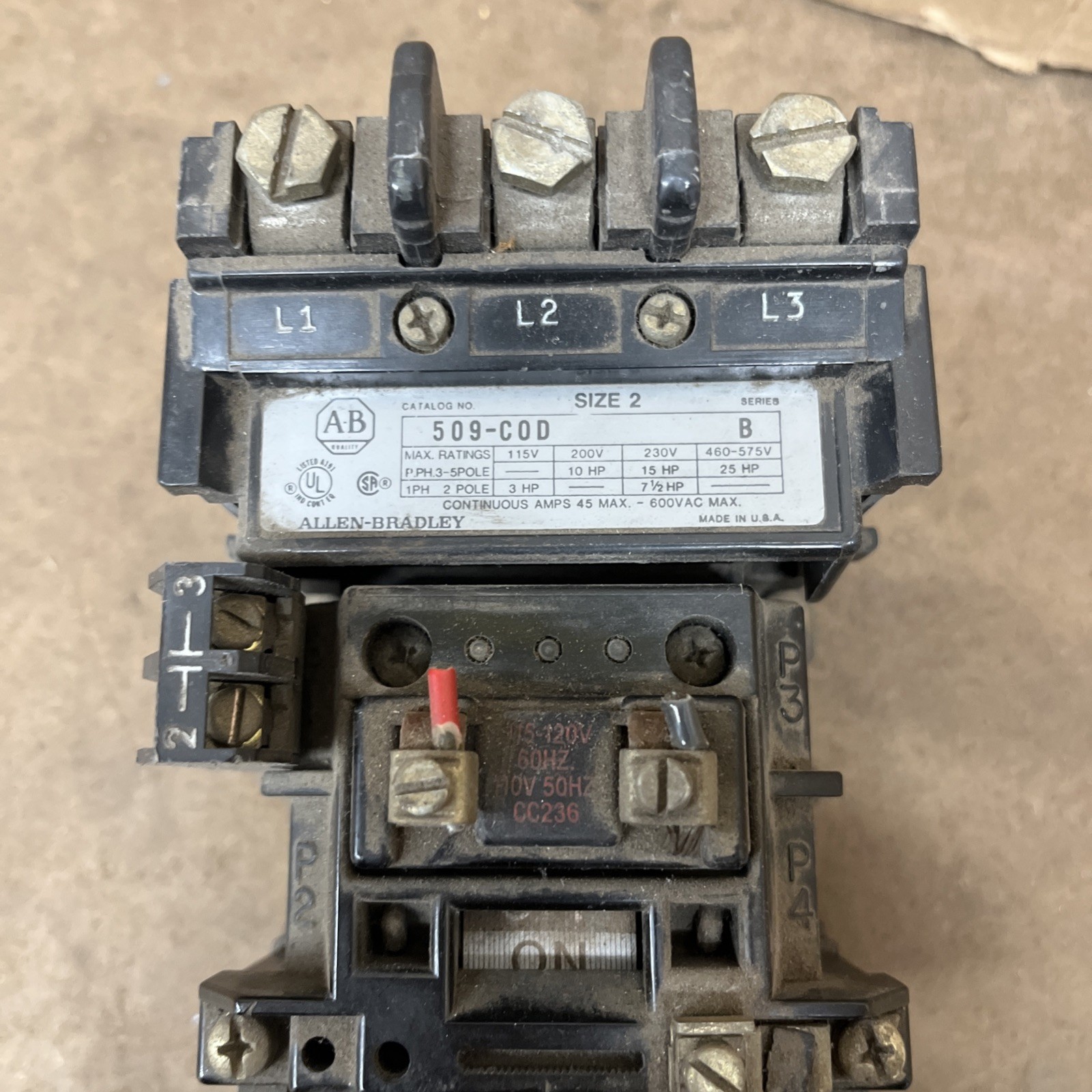 Allen Bradley 509-C0D B Series Motor Starter Series B 595-A Auxiliary Contact