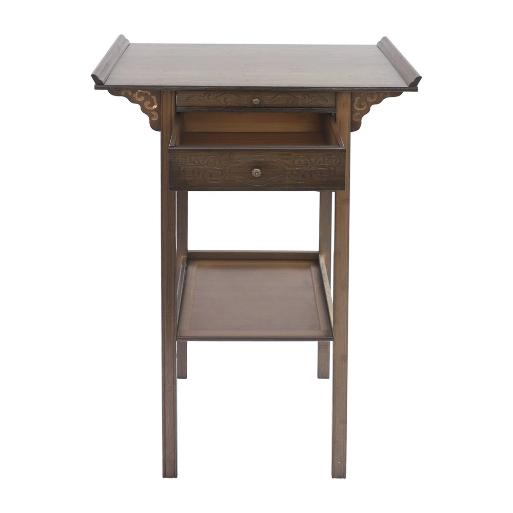 2 Tier Altar Table with Drawers, Altar Table with Storage, Meditation Table