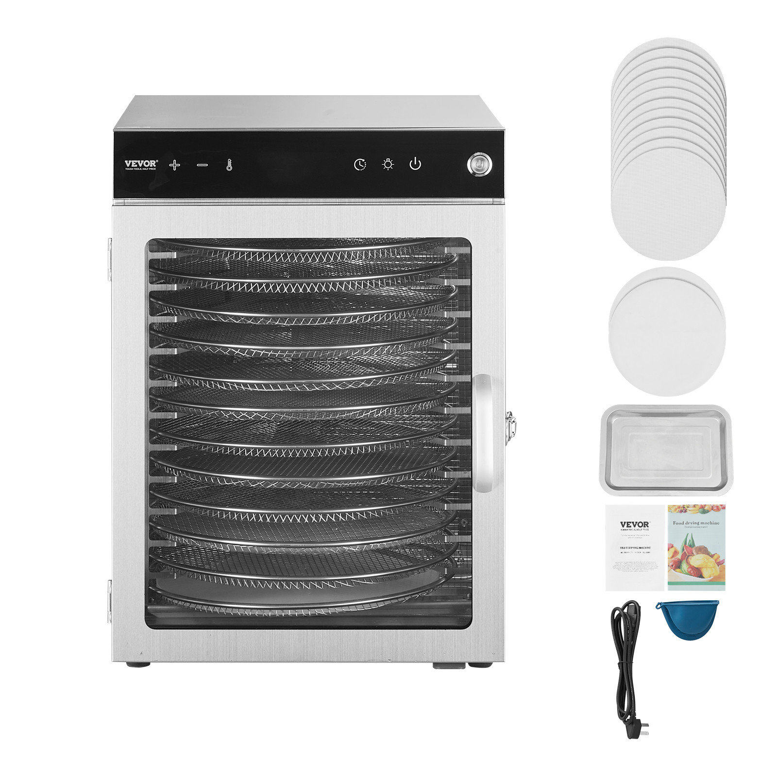 VEVOR 12 Trays Rotary Food Dehydrator Machine Stainless Steel 800W Jerky