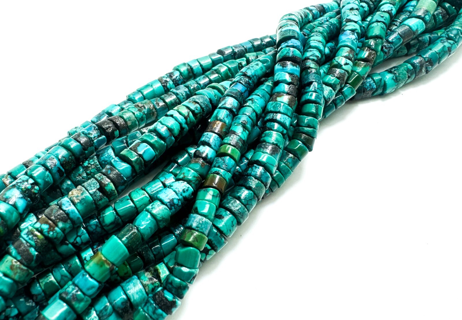 Natural Blue Turquoise Rondelle Smooth Round Gemstone Beads - RD09