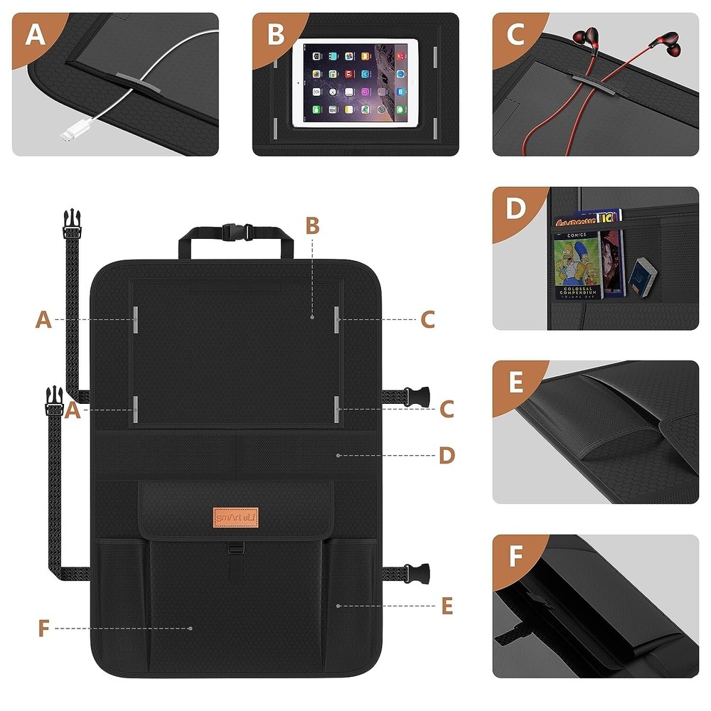 SMART ELF 2 Pack Backseat Car Organizer with Multiple Pockets