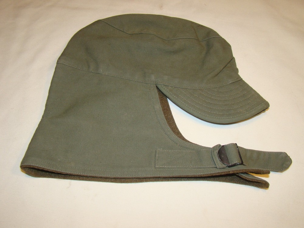 Vtg 1941 WWII Bomber Hat US ARMY Green WOOL LINED Cotton Shell EAR & Chin Flap