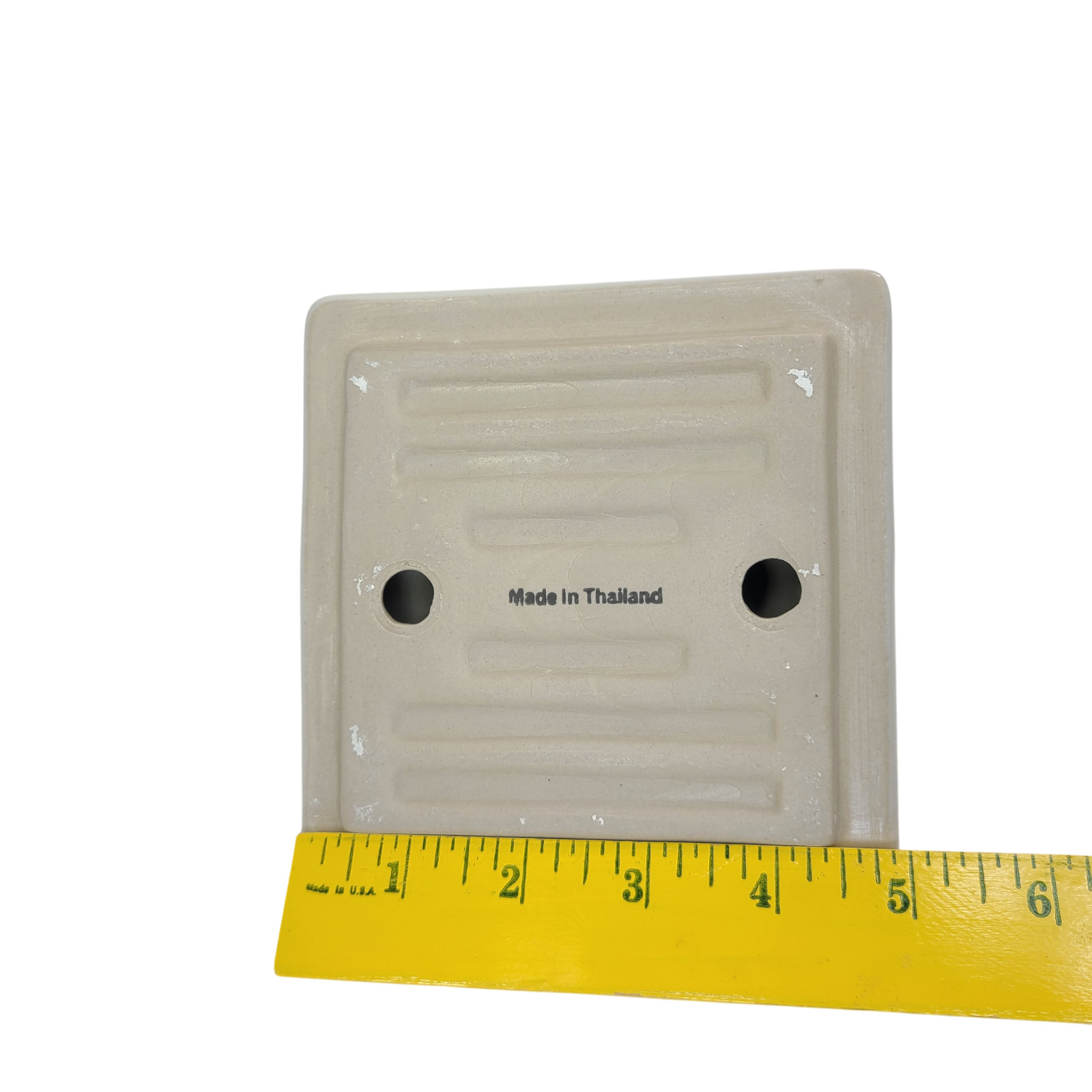 Vintage Beige Bone Almond Ceramic Tile Toothbrush Holder Tumbler Cup Tray Retro