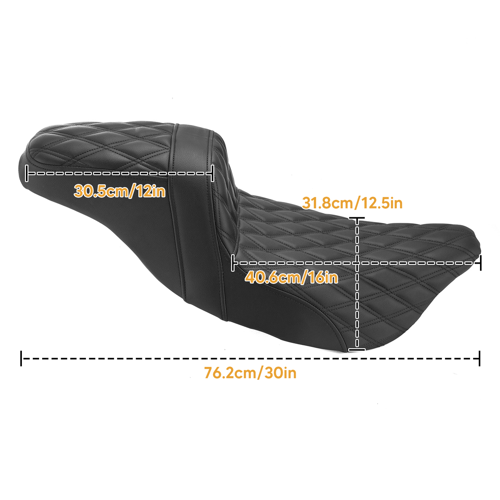 MOFUN Black Double Stitching 2-up Driver Passenger Seat For Harley Touring 08-23
