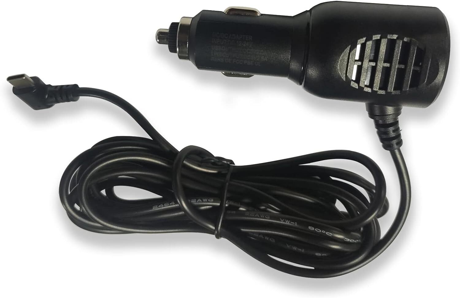 Car Charger Type-C Adapter for Dash cam, Replacement Vehicle Power Cable Cord