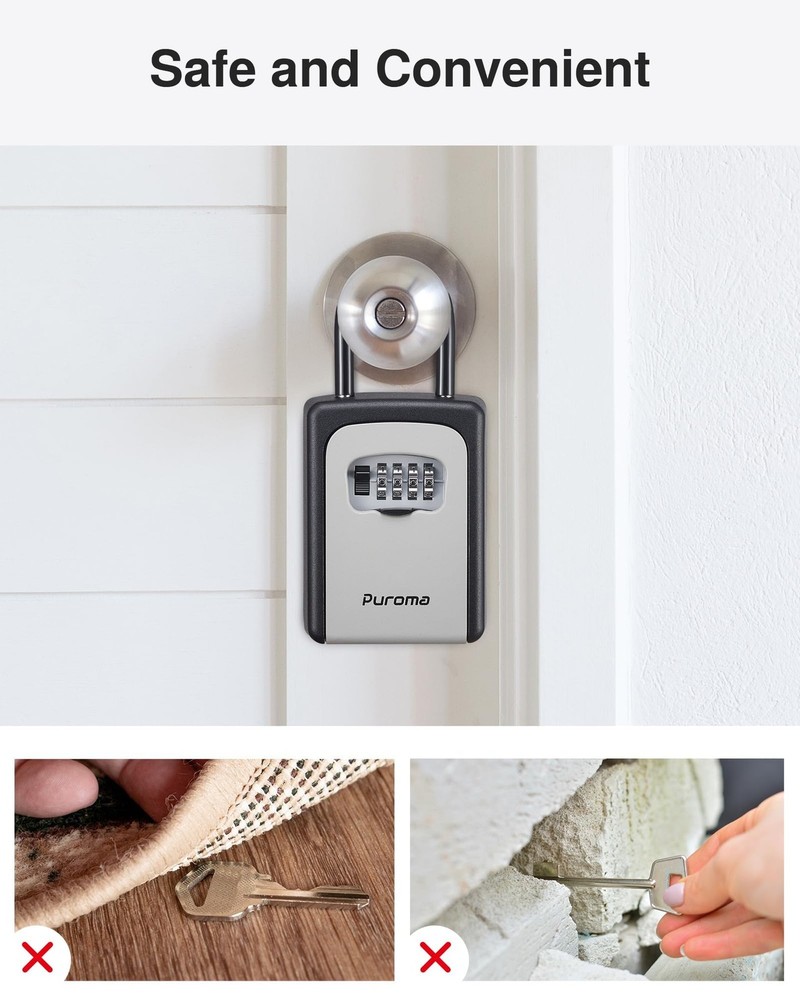 Lock Box, Large Key Lock Box Resettable Combination Code Lockbox, Portable Wa...