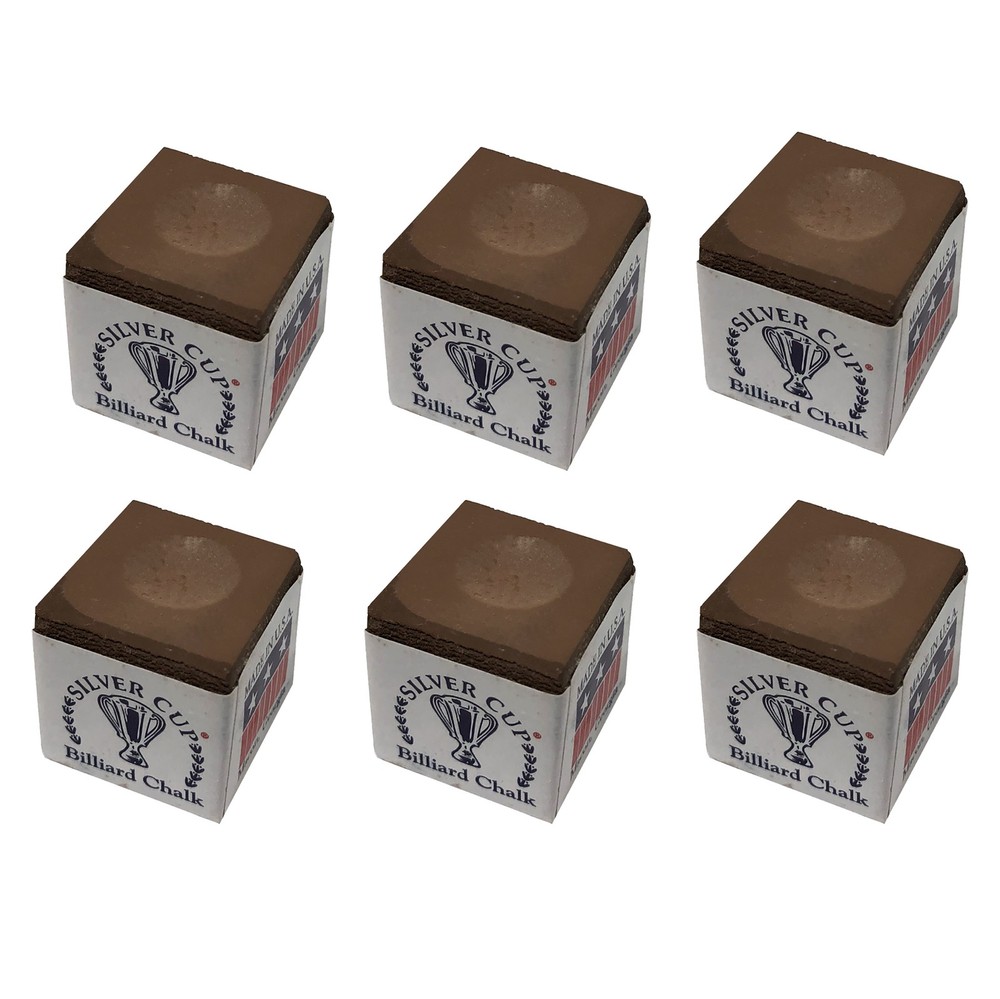 Silver Cup 6 Brown Billiards Pool Cue Chalk