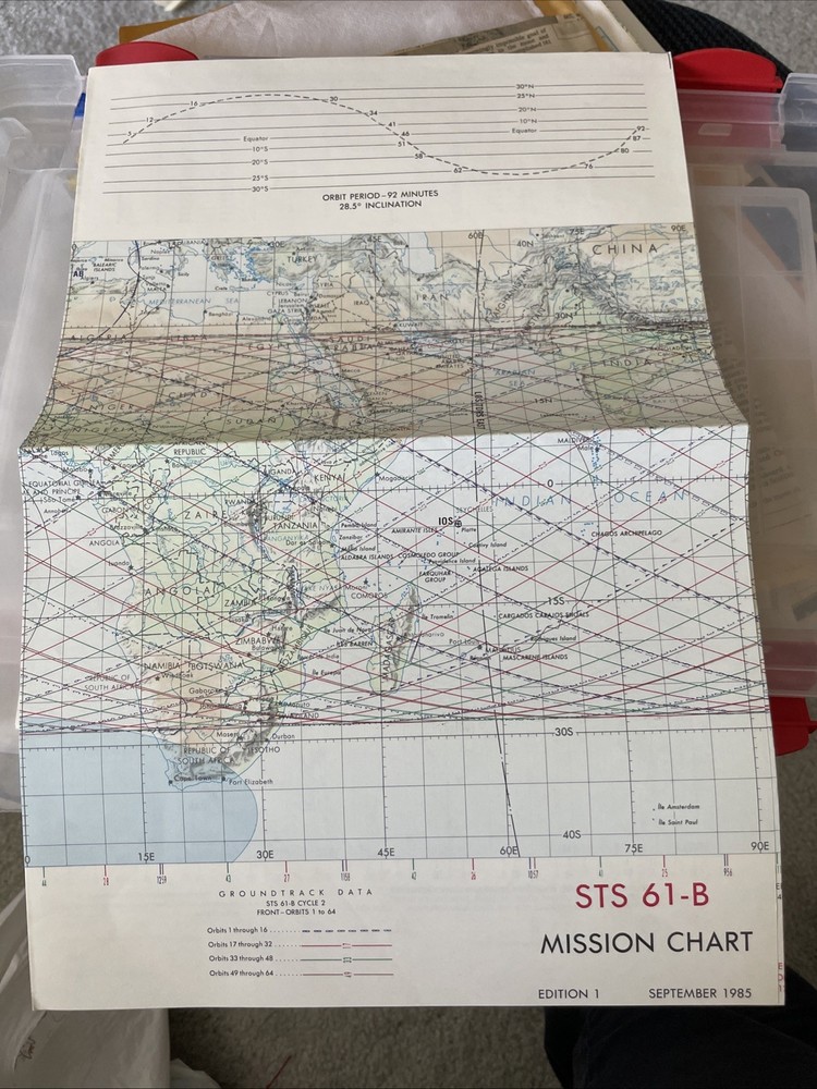 STS-61B Ground Track Orbits 1 To 142 Two Sided
