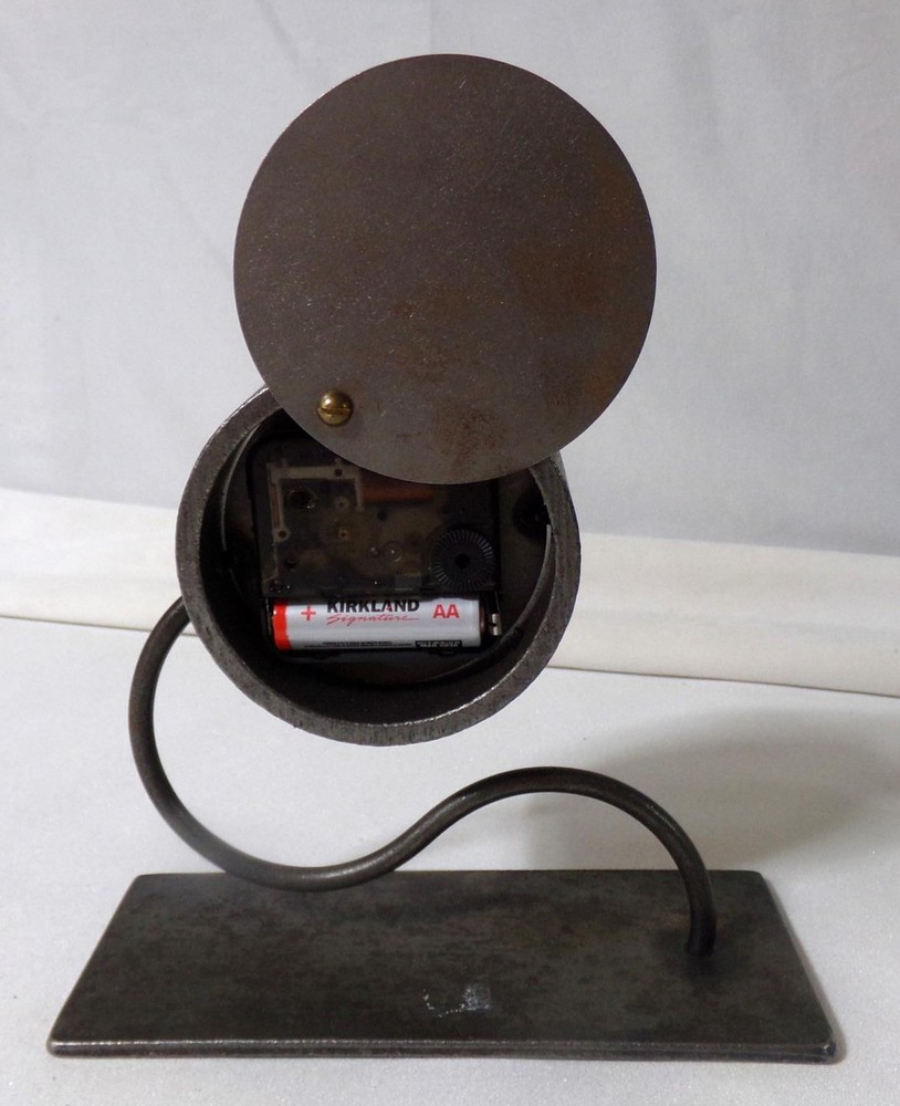 Mid Century Modern Memphis Bent Iron & Copper Table Clock