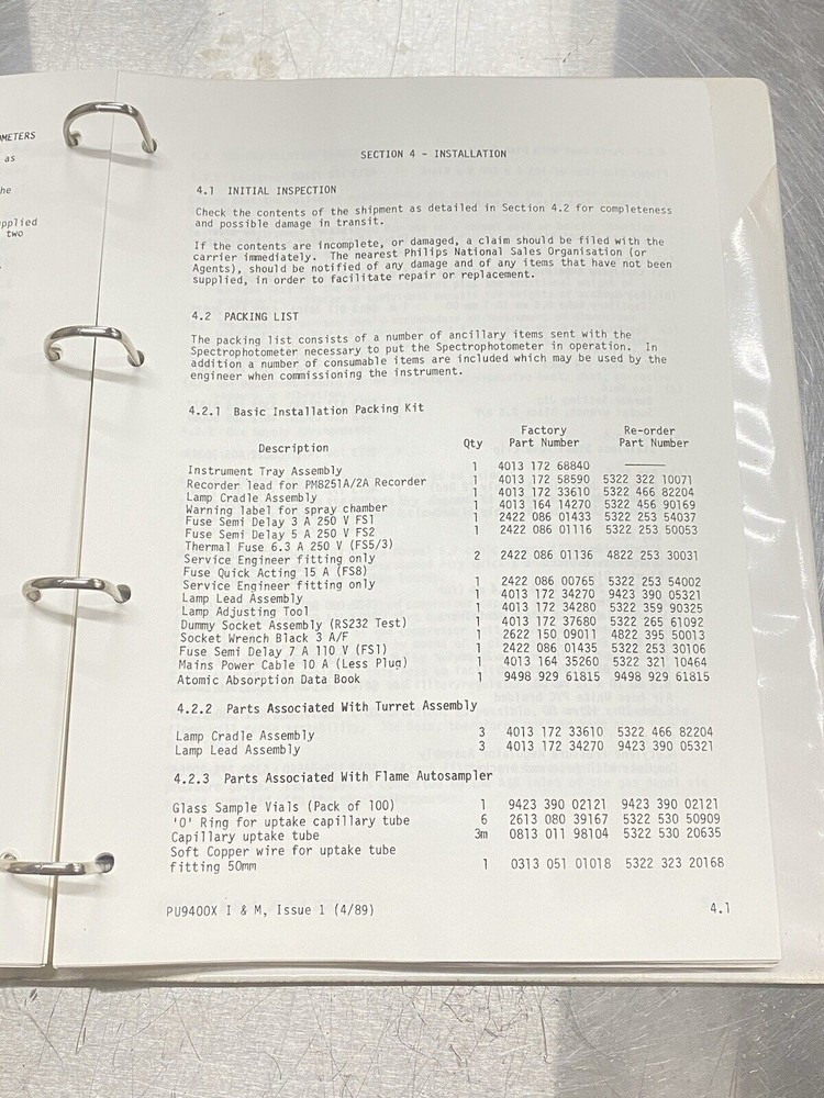 Furnace Autosampler PU9380 - Instructions Manual / Users Guide / Maintenance